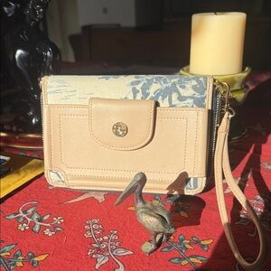 Beige Floral Accent Wristlet Clutch - Women's Bag Spartina brand